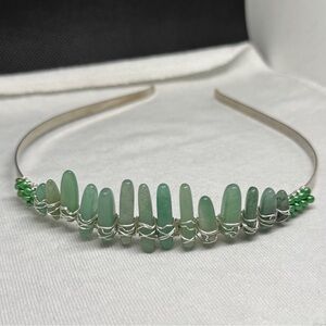 Handmade Elegant Green Jade Gemstone Headband